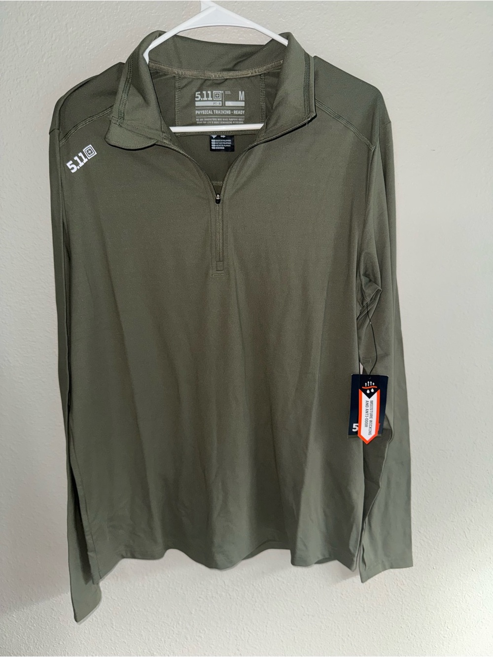 5.11 sage green pt-r catalyst pro shirt physical training ready 1/4 zip size MED - Picture 4 of 8
